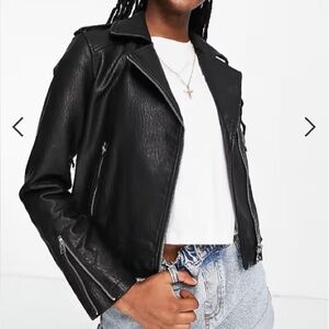 Topshop Black Leather Biker Jacket